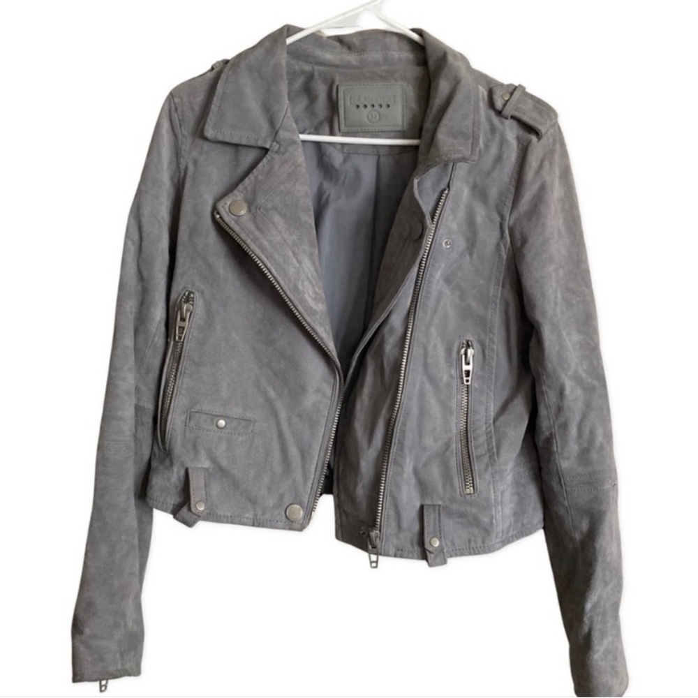 BlankNYC Cloud Grey Zip Front Suede Moto Jacket sz M